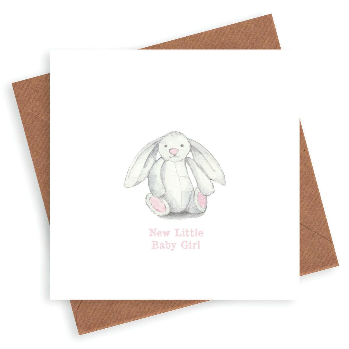 Cute Bunny Newborn Baby Girl Card - Perfect for Baby Showers New Arrivals - Crumble and Core