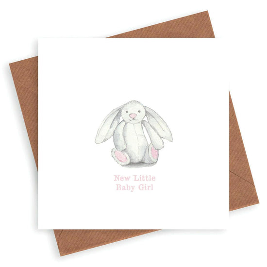 Cute Bunny Newborn Baby Girl Card - Perfect for Baby Showers New Arrivals - Crumble and Core
