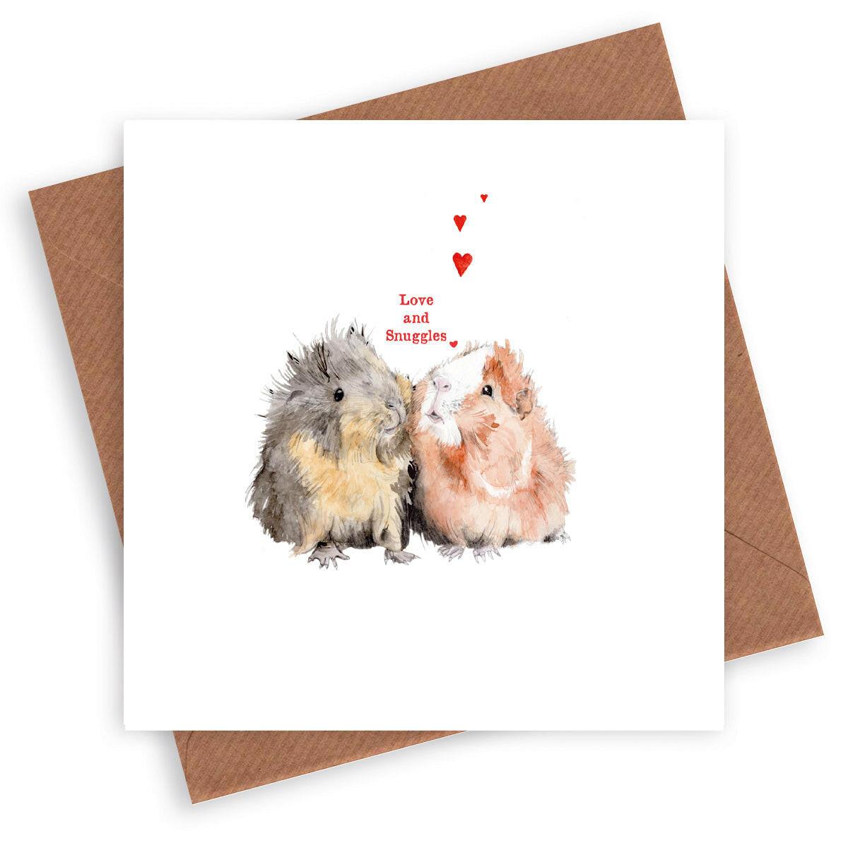 Snuggle Up with Our Adorable Guinea Pig Greeting Card - Perfect for Animal Lovers - Crumble and Core