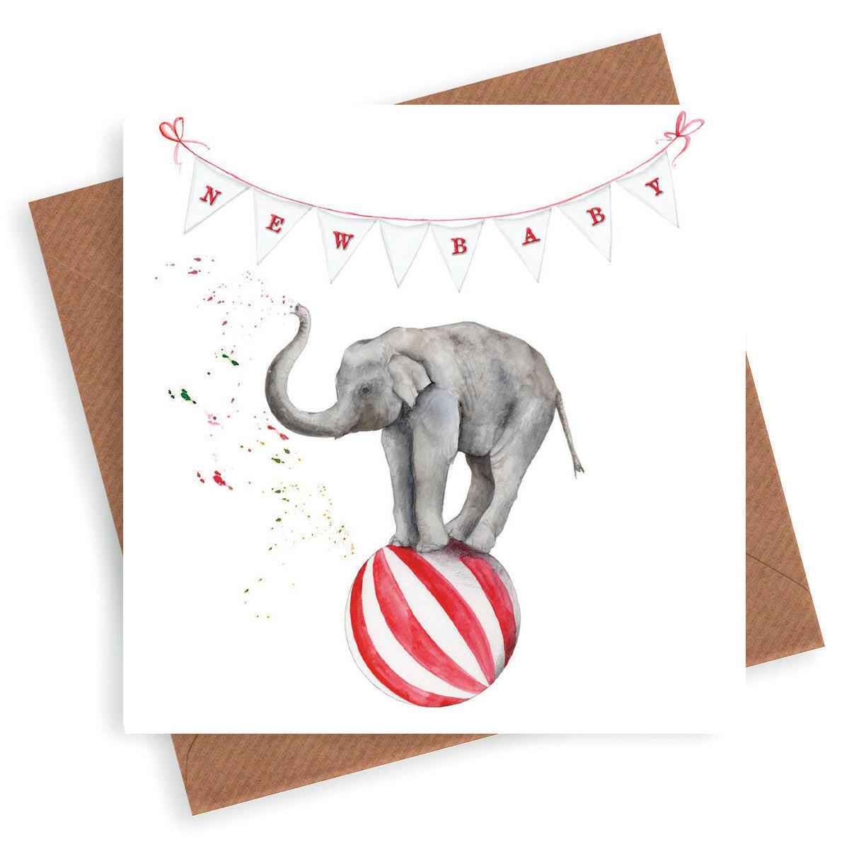 Circus Elephant New Baby - Unique Greeting Card - Crumble and Core