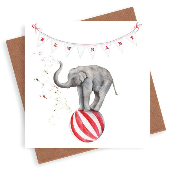 Circus Elephant New Baby - Unique Greeting Card - Crumble and Core