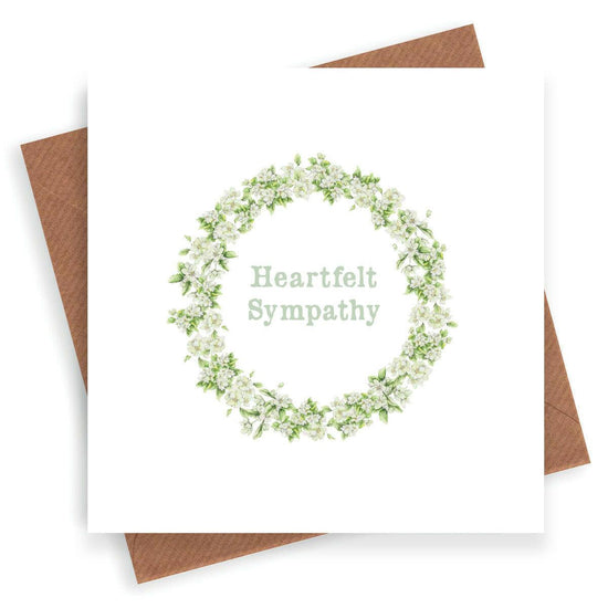 Blossom Wreath Sympathy Card - Unique Greeting Card - Crumble and Core