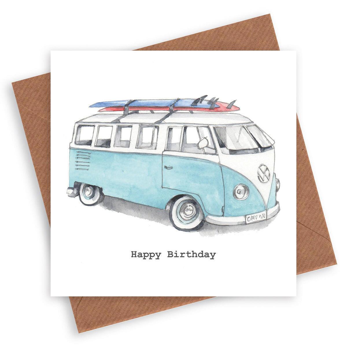 Happy Birthday Camper Van Card - Crumble and Core