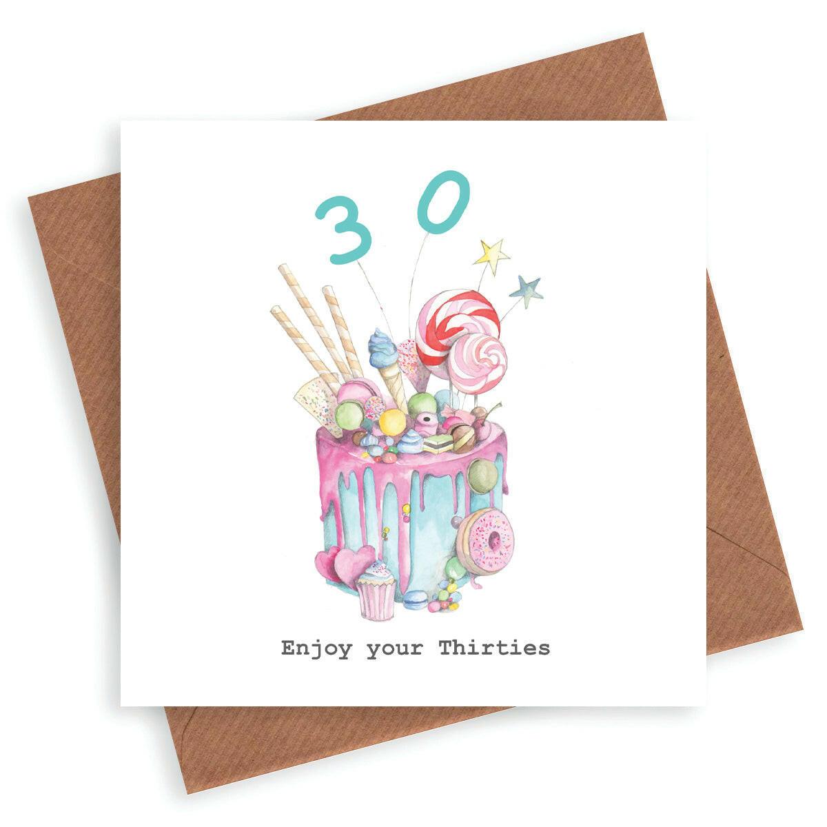 Hand finished Premium Truly Scrumptious Cake 30th Birthday Card - Crumble and Core