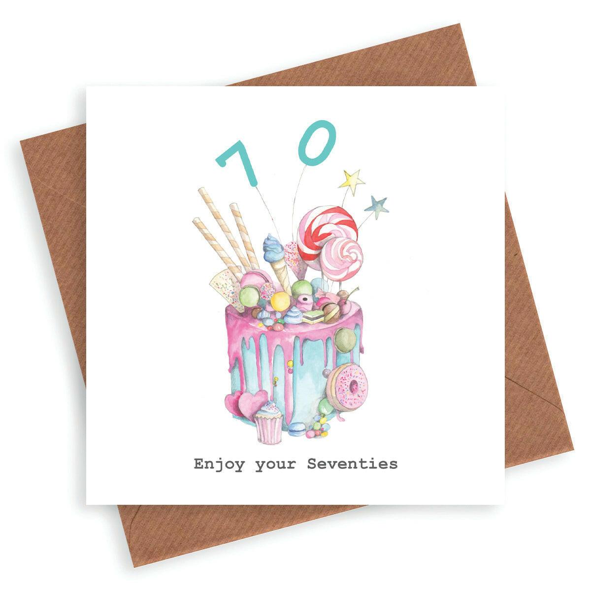 Hand finished Premium Truly Scrumptious Cake 70th Birthday Card - Crumble and Core
