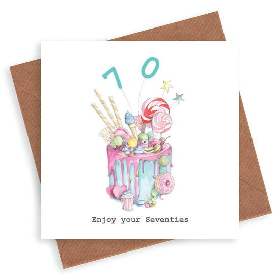 Hand finished Premium Truly Scrumptious Cake 70th Birthday Card - Crumble and Core