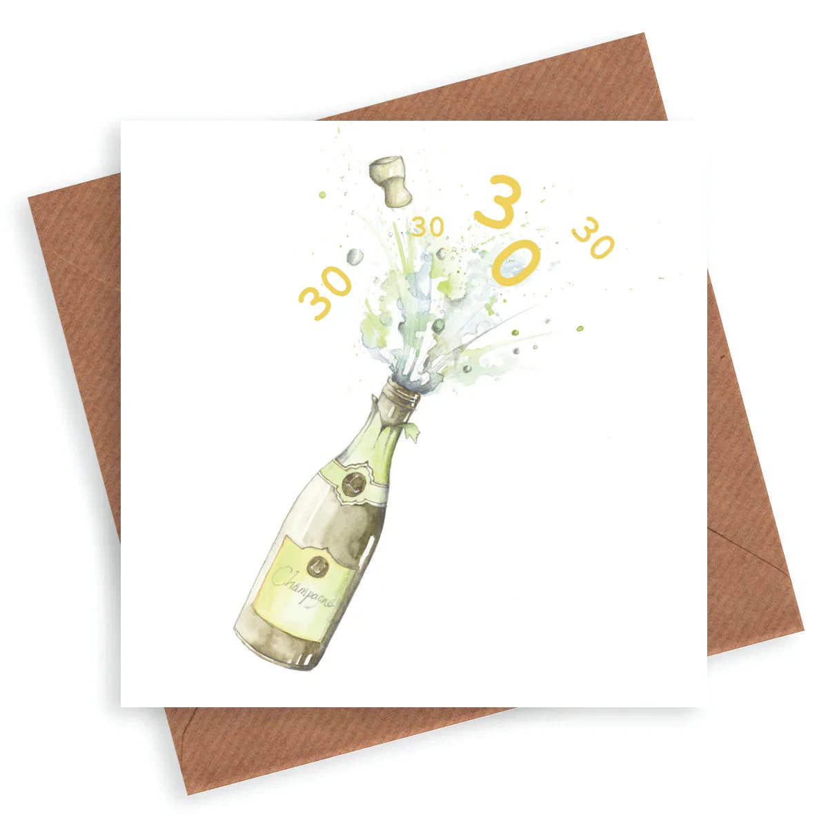 Premium 30th Birthday Champagne Greeting Card - Hand Finished Celebratory Card for Him or Her - Crumble and Core