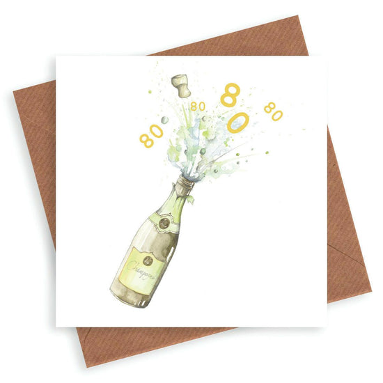 Hand finished Premium Champagne 80th Birthday Card - Crumble and Core
