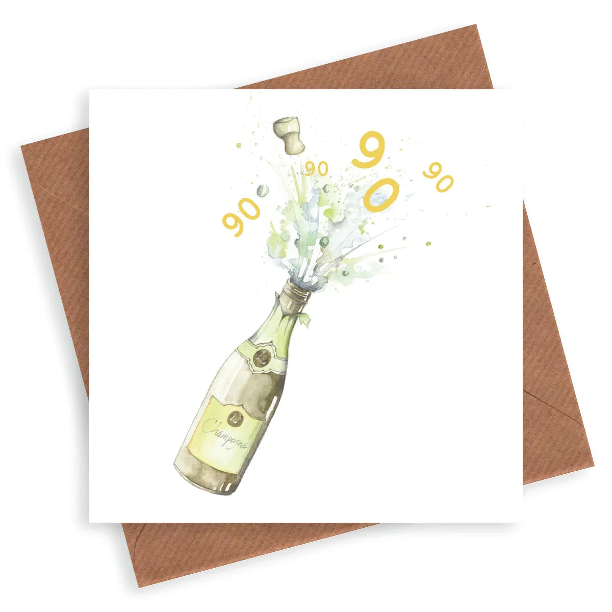 Hand finished Premium Champagne 90th Birthday Card - Crumble and Core