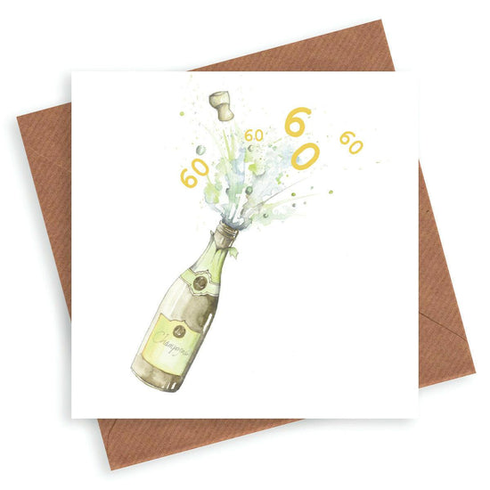 Hand finished Premium Champagne 60th Birthday Card - Crumble and Core