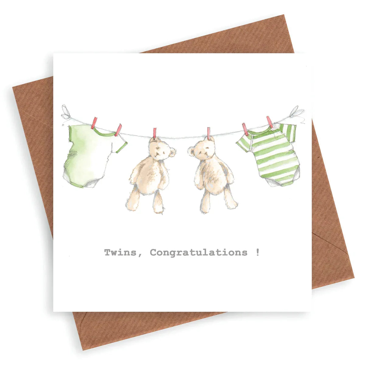 New baby card - Newborn - Twins - Twins Card - Crumble and Core
