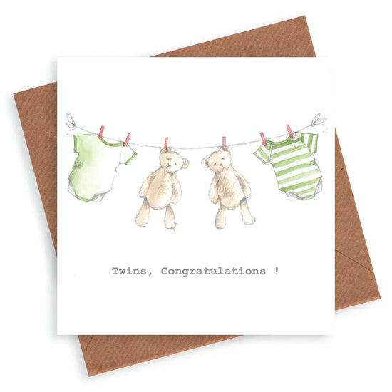 New baby card - Newborn - Twins - Twins Card - Crumble and Core