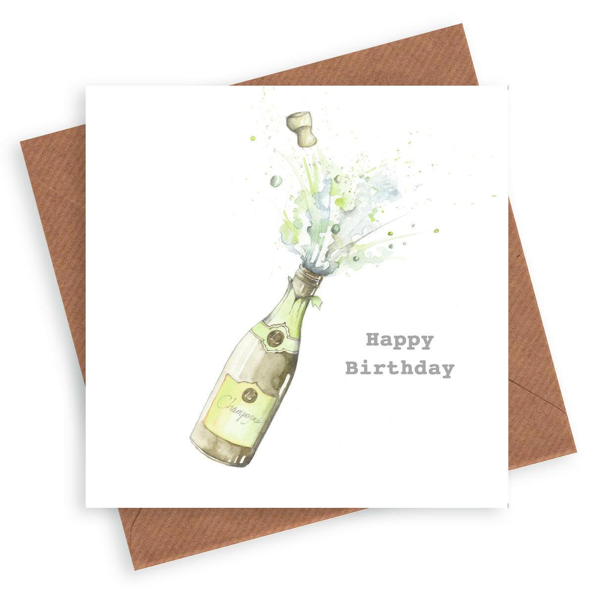Happy Birthday Champagne Card - Crumble and Core