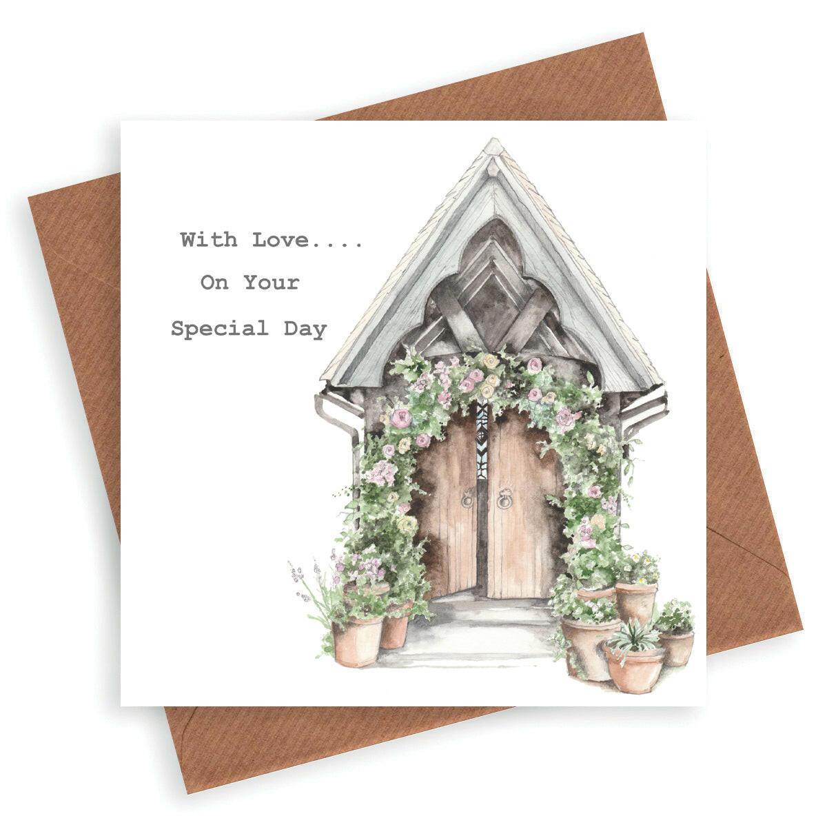 Church Doorway Wedding Card - Crumble and Core