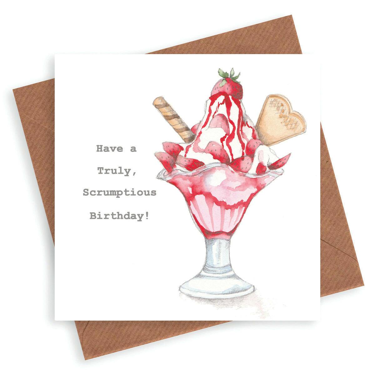 Strawberry Sundae Birthday Card - Crumble and Core