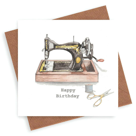 Vintage Sewing Machine Birthday Card - Crumble and Core