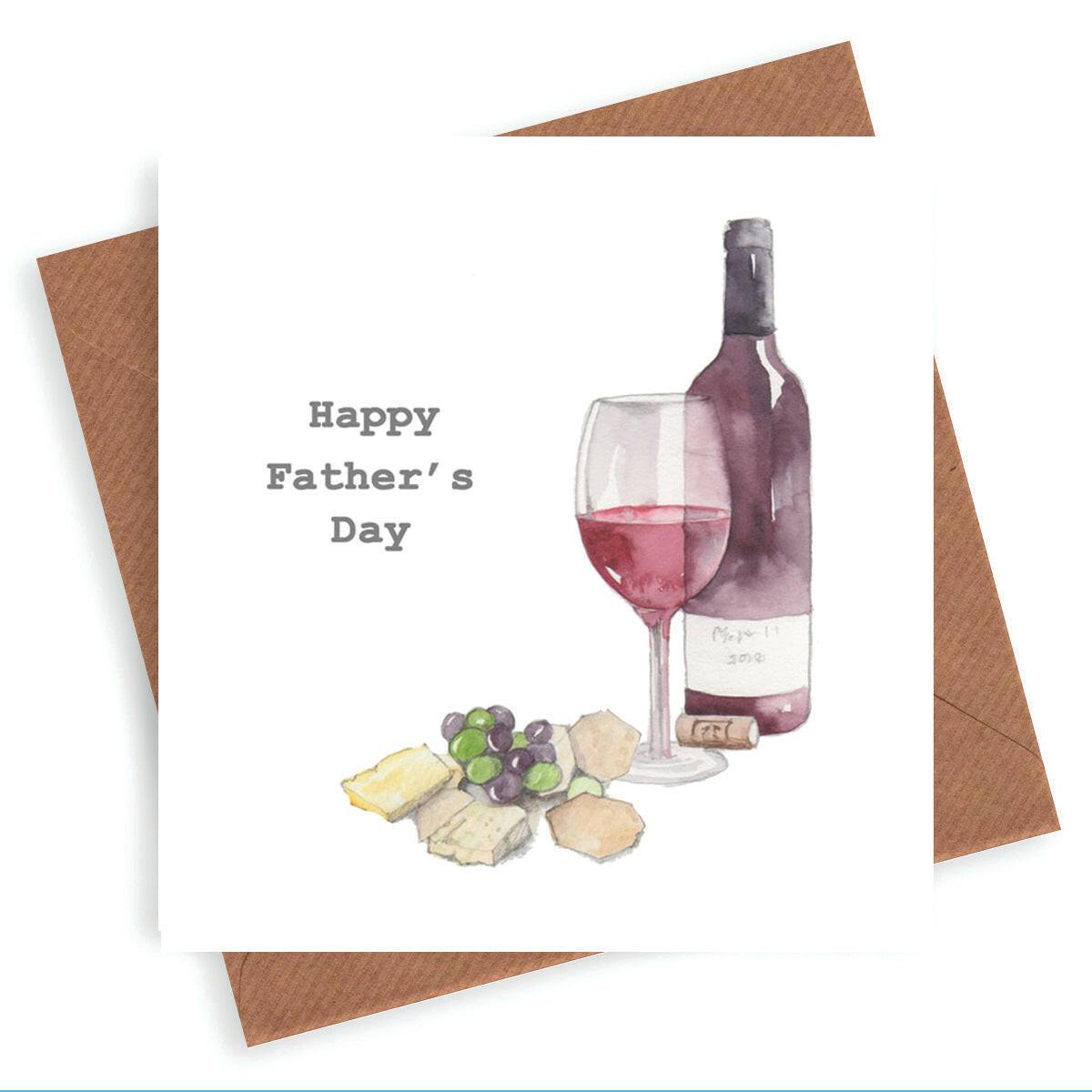 Cheese & Wine Father's Day Card - Crumble and Core
