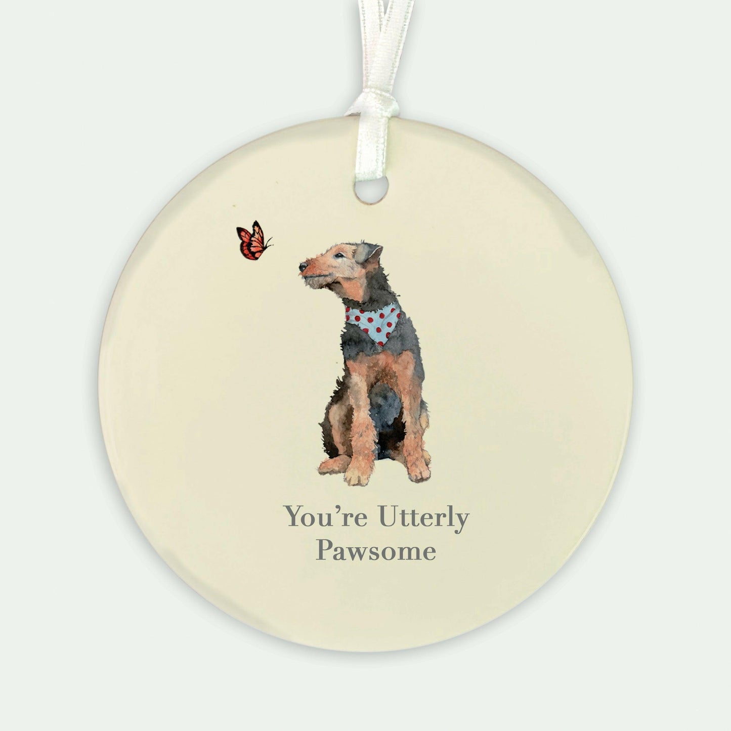 Ceramic Keepsake Hanging Decoration - A6 Greeting Card with Ceramic Keepsake - Dog You're Pawsome - Crumble and Core