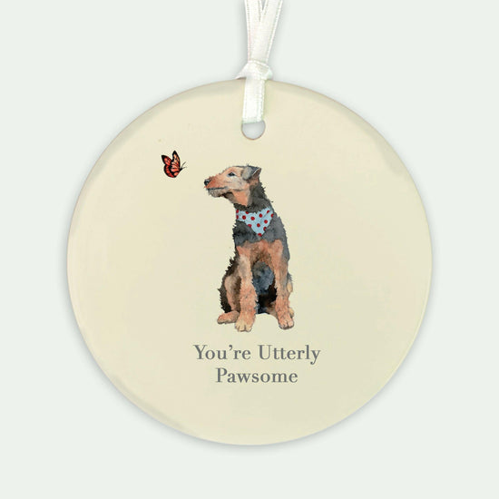 Ceramic Keepsake Hanging Decoration - A6 Greeting Card with Ceramic Keepsake - Dog You're Pawsome - Crumble and Core