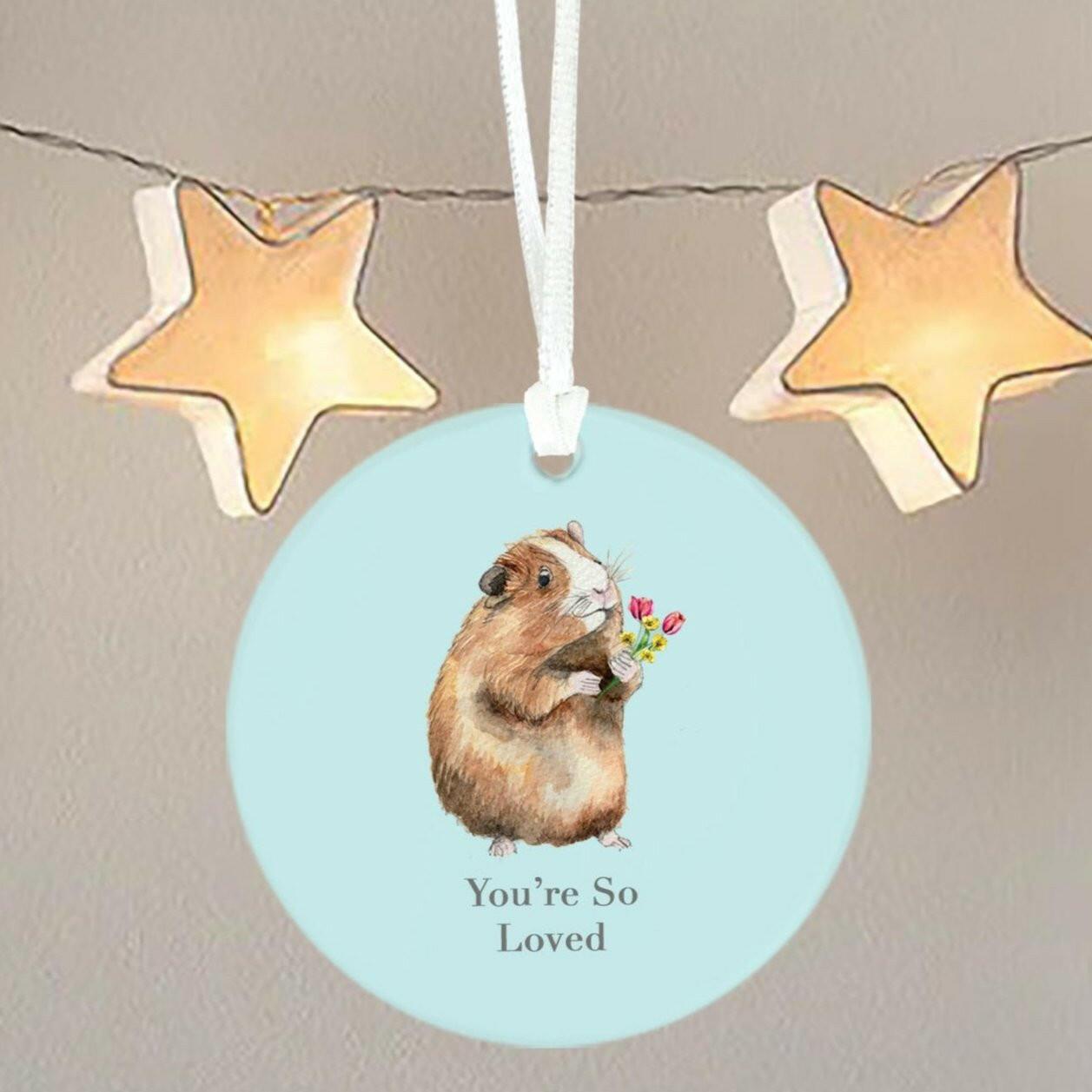 Hanging Ceramic Decoration - Guinea Pig Gift - Keepsake Decoration - Gift for Her - Gift for Lovers - Crumble and Core