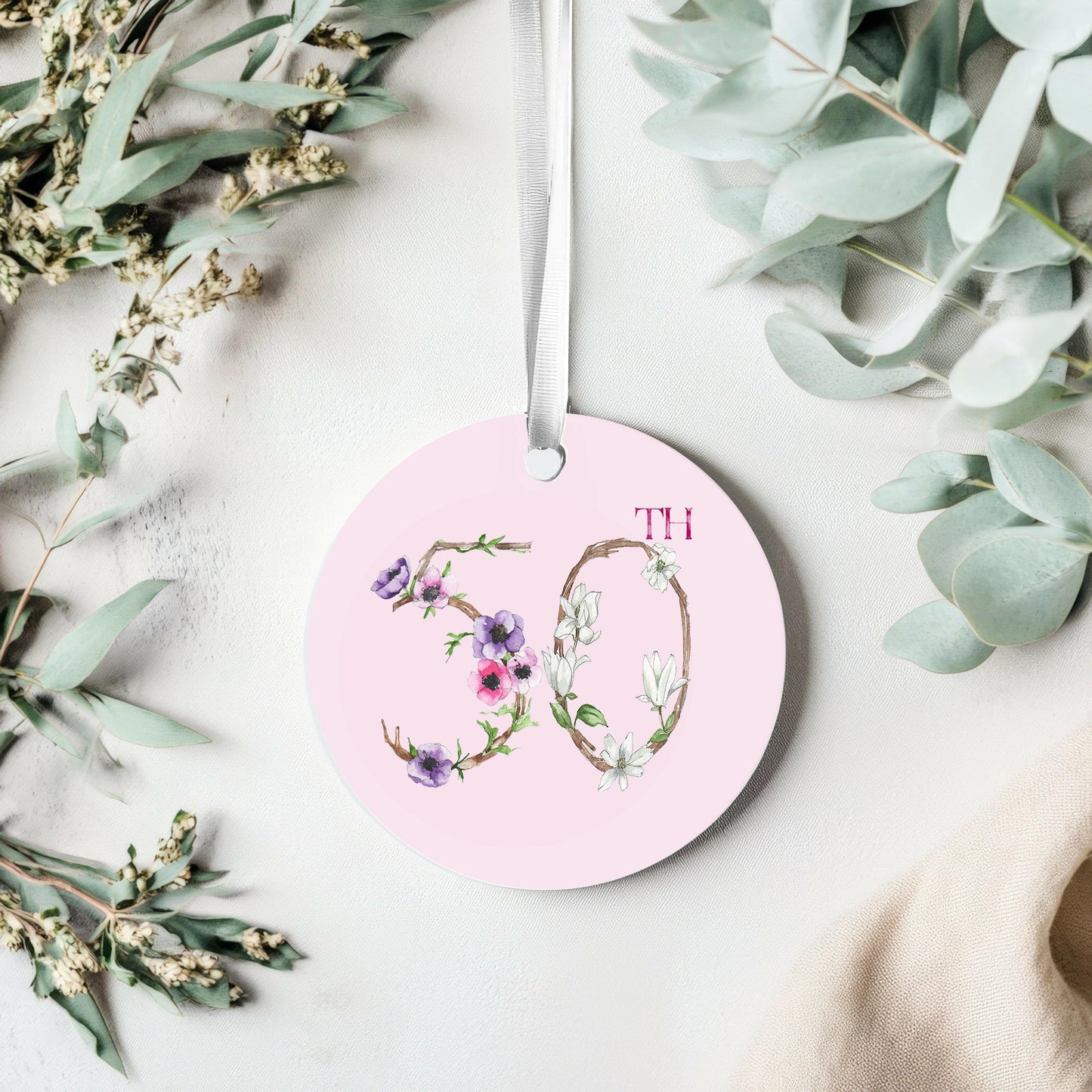 Hanging Ceramic Decoration - 50th Birthday Keepsake - Gift for Her - Crumble and Core