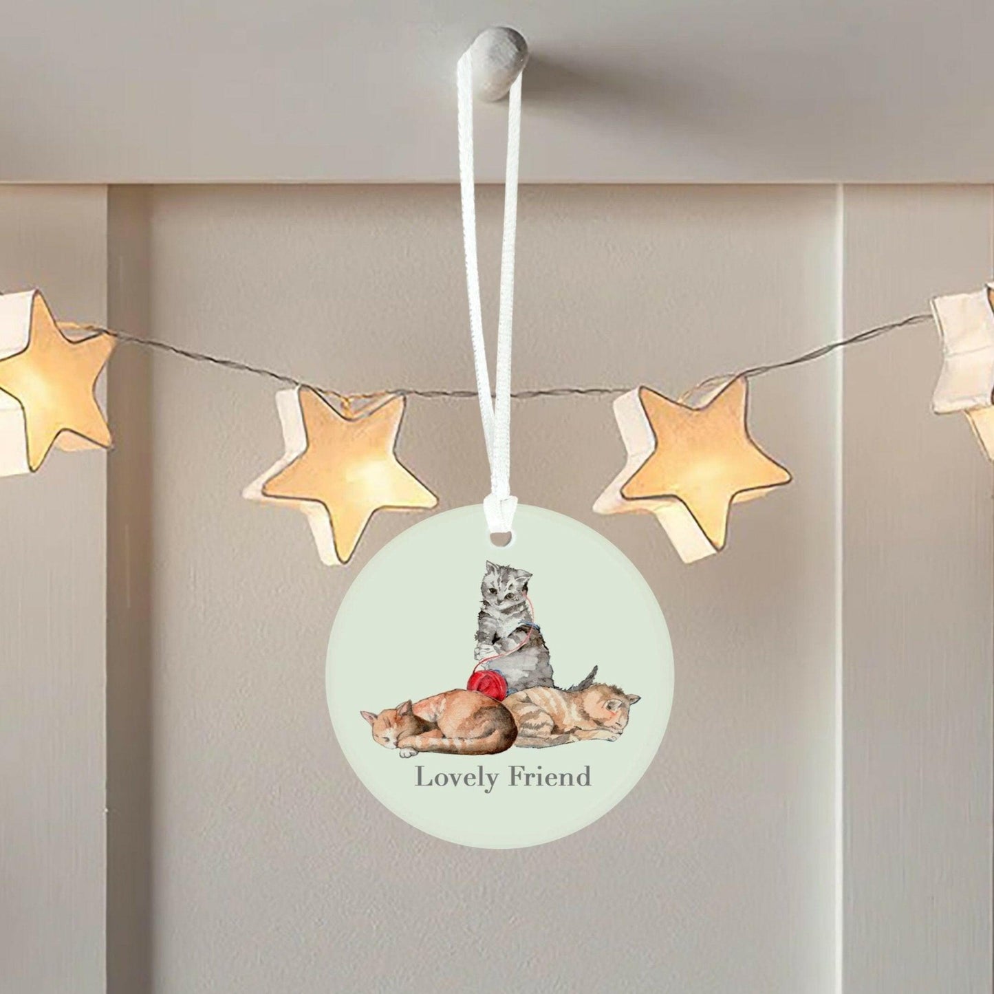 Hanging Ceramic Decoration - Cat Gifts - Friend Gifts - Keepsake Decoration for Her - Crumble and Core