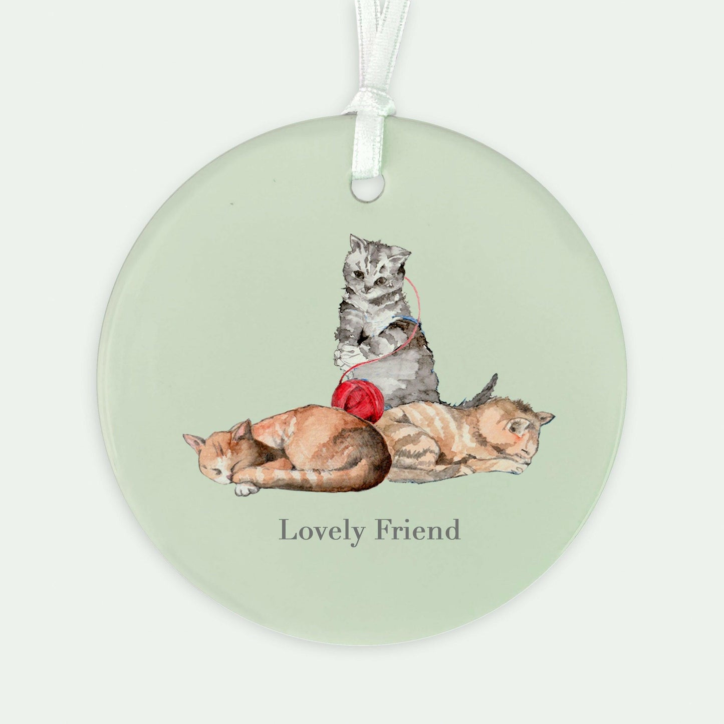 Ceramic Keepsake Hanging Decoration - A6 Greeting Card with Ceramic Keepsake - Cats Lovely Friend - Crumble and Core