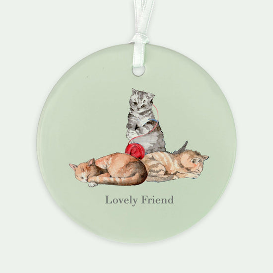 Ceramic Keepsake Hanging Decoration - A6 Greeting Card with Ceramic Keepsake - Cats Lovely Friend - Crumble and Core