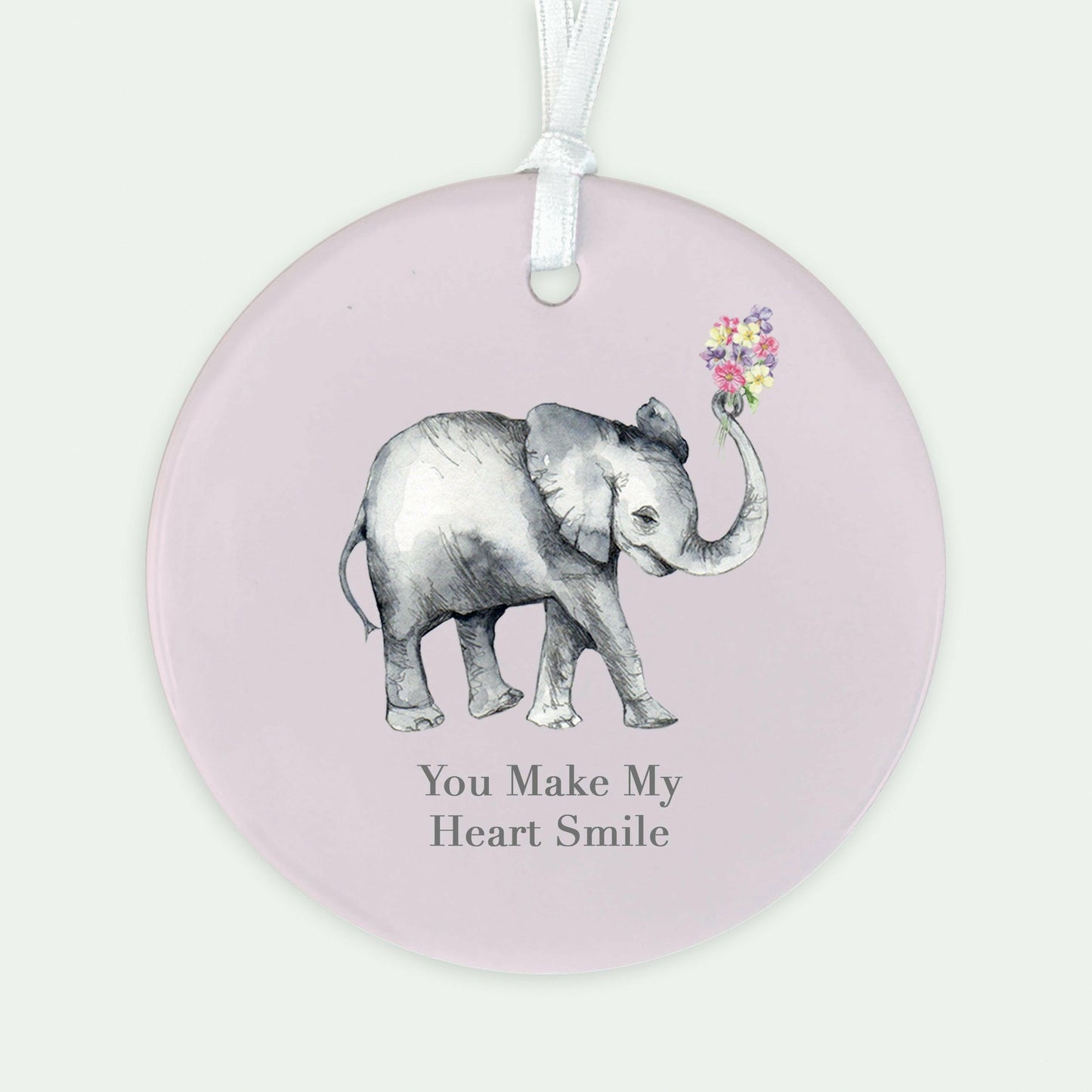 Hanging Ceramic Decoration - Elephant Gift - Keepsake Decoration - Gift for Lovers and Friends - Crumble and Core