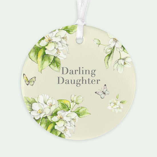 Ceramic Keepsake Hanging Decoration - A6 Greeting Card with Ceramic Keepsake - Blossom Cream Daughter - Crumble and Core