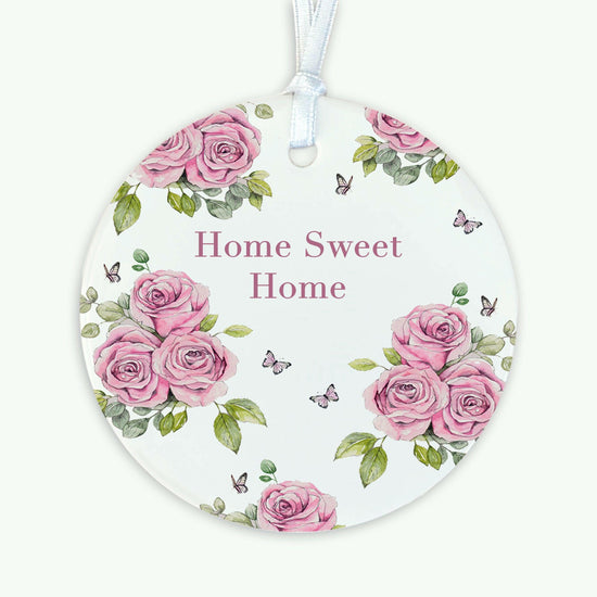 Ceramic Keepsake Hanging Decoration - A6 Greeting Card with Ceramic Keepsake - Rose Cream Home Sweet Home - Crumble and Core