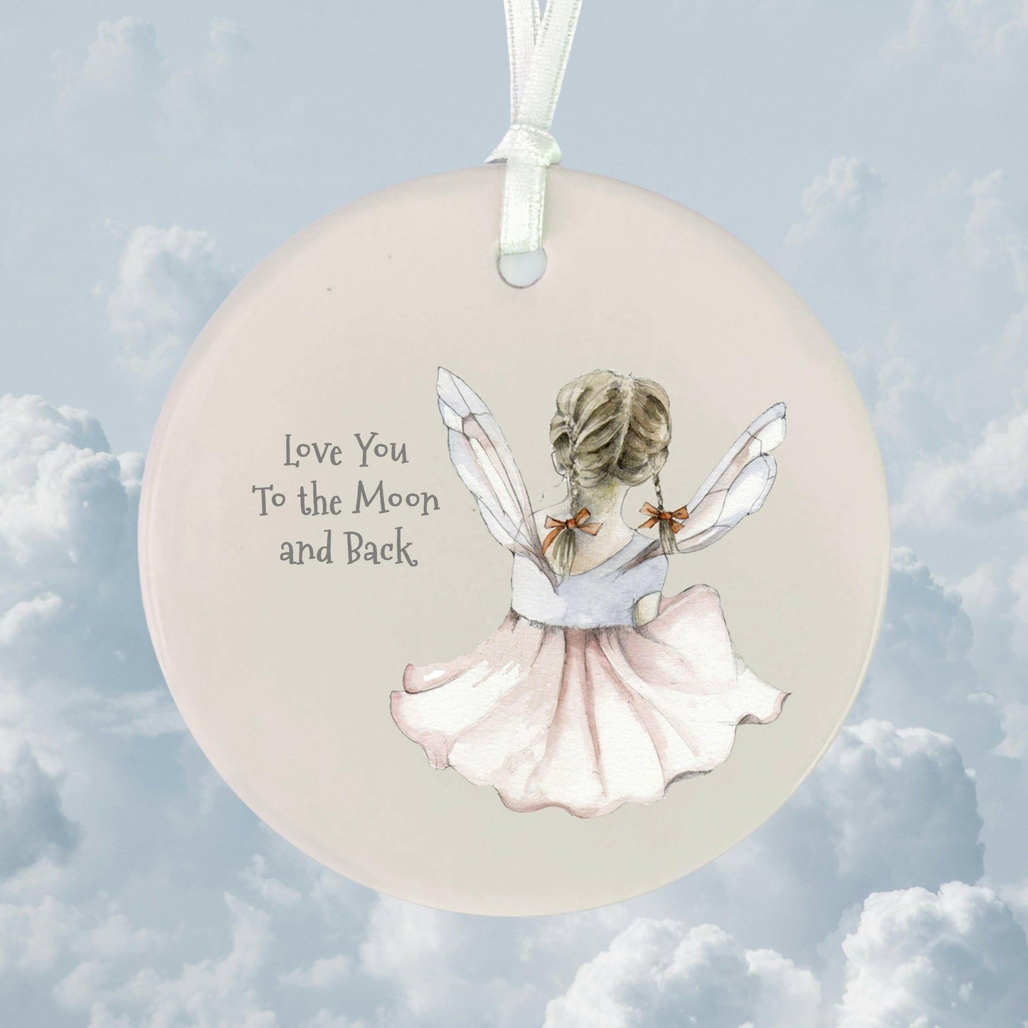 Ceramic Keepsake Hanging Decoration - A6 Greeting Card with Ceramic Keepsake - Fairy - Crumble and Core