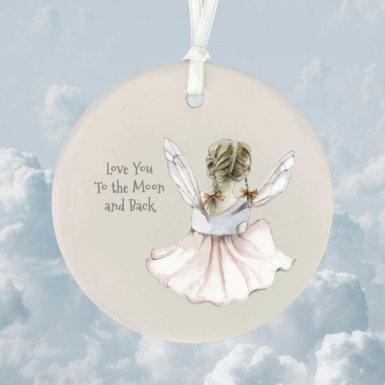 Ceramic Keepsake Hanging Decoration - A6 Greeting Card with Ceramic Keepsake - Fairy - Crumble and Core
