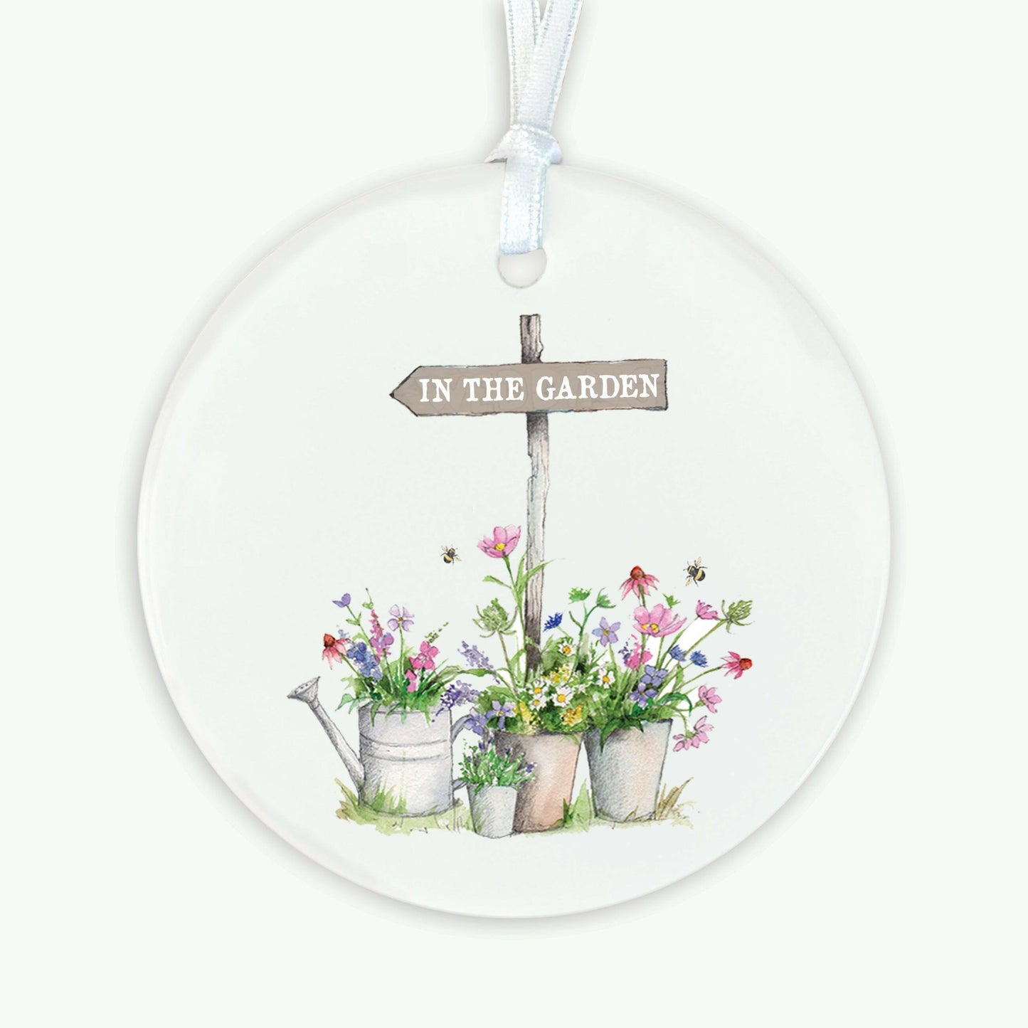 Ceramic Keepsake Hanging Decoration - A6 Greeting Card with Ceramic Keepsake - Garden Sign - Crumble and Core