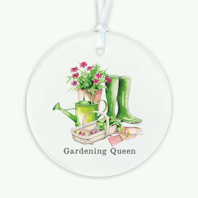 Ceramic Keepsake Hanging Decoration - A6 Greeting Card with Ceramic Keepsake - Gardening Queen - Crumble and Core