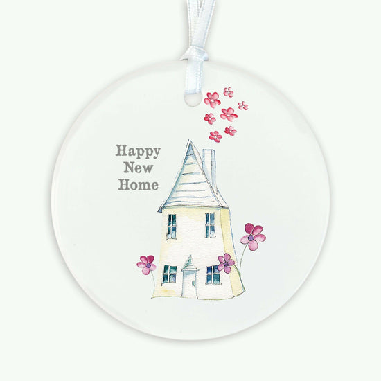 Ceramic Keepsake Hanging Decoration - A6 Greeting Card with Ceramic Keepsake - New Home Fairy House - Crumble and Core