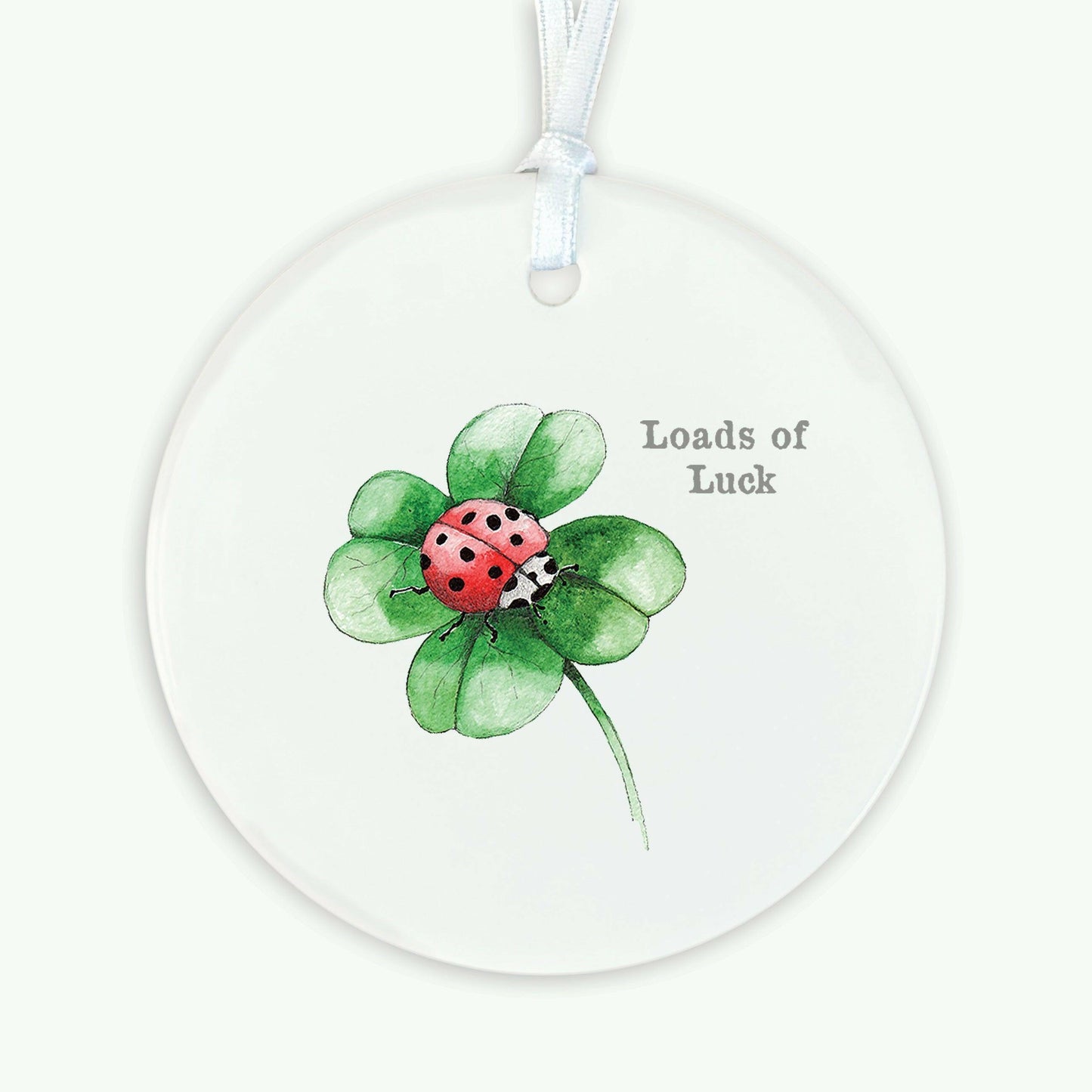 Ceramic Keepsake Hanging Decoration - A6 Greeting Card with Ceramic Keepsake - Ladybird Good Luck - Crumble and Core