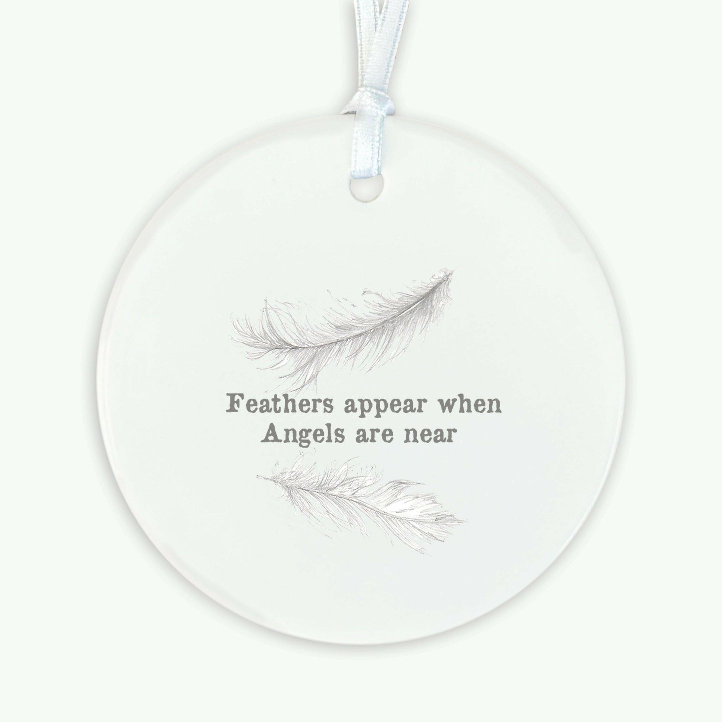Ceramic Keepsake Hanging Decoration - A6 Greeting Card with Ceramic Keepsake - Feathers Appear - Crumble and Core