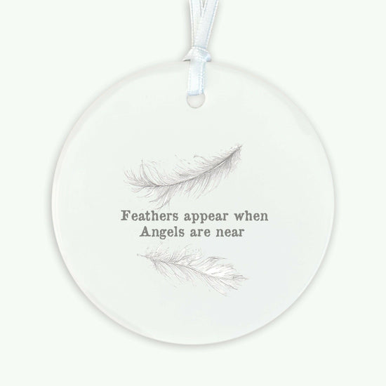 Ceramic Keepsake Hanging Decoration - A6 Greeting Card with Ceramic Keepsake - Feathers Appear - Crumble and Core
