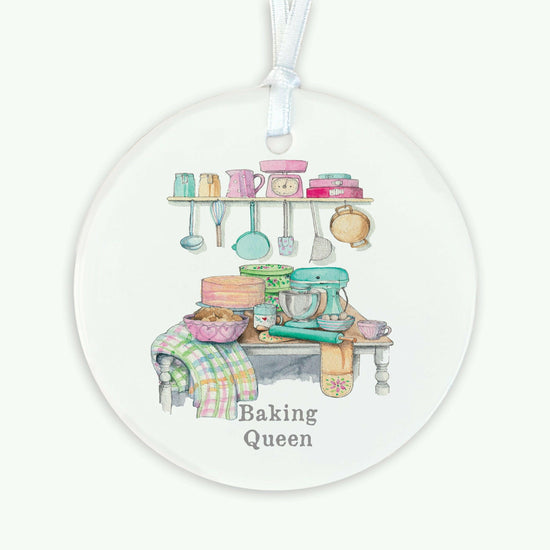 Hanging Ceramic Decoration - Baking Queen - Keepsake Decoration - Gift for Her - Crumble and Core