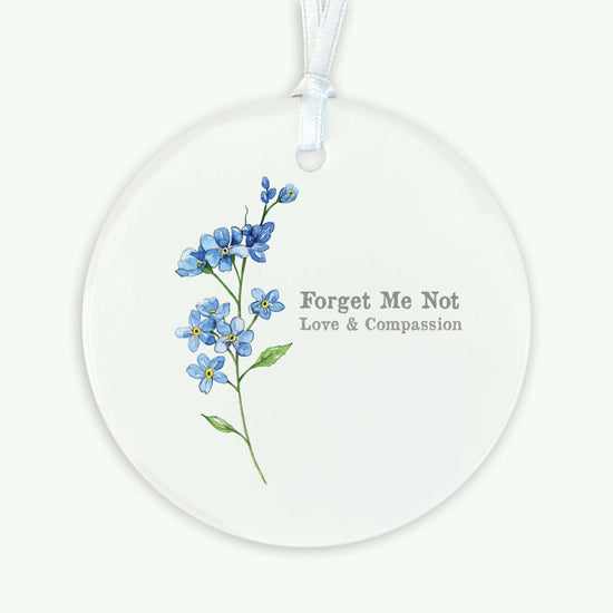 Ceramic Keepsake Hanging Decoration - A6 Greeting Card with Ceramic Keepsake - Flowers Forget Me Not - Crumble and Core