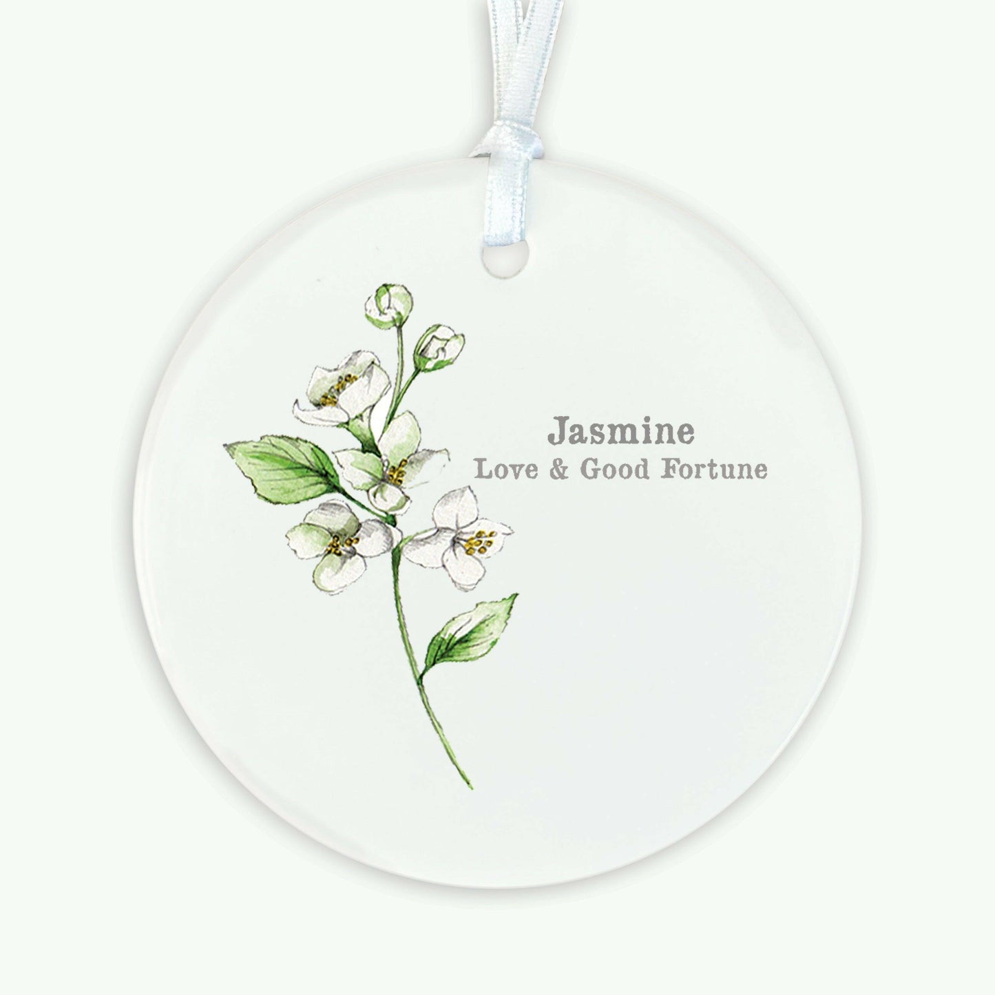 Ceramic Keepsake Hanging Decoration - A6 Greeting Card with Ceramic Keepsake - Flowers Jasmine - Crumble and Core