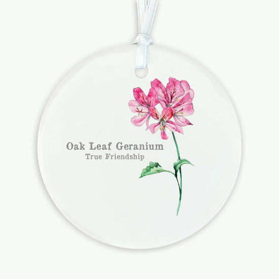 Ceramic Keepsake Hanging Decoration - A6 Greeting Card with Ceramic Keepsake - Flowers Oak Leaf - Crumble and Core