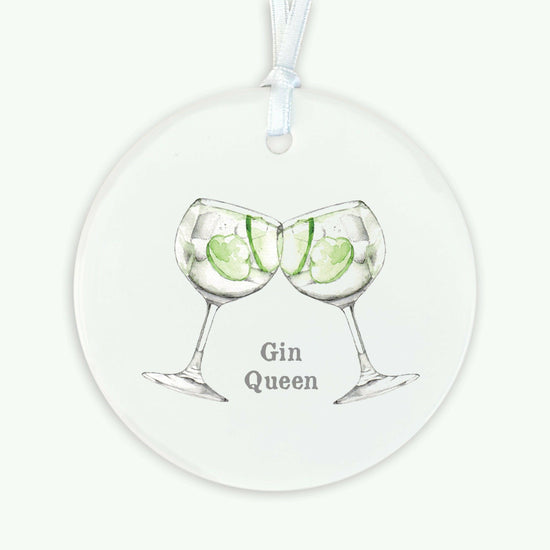 Ceramic Keepsake Hanging Decoration - A6 Greeting Card with Ceramic Keepsake - Gin Queen - Crumble and Core