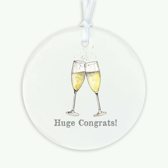 Hanging Decoration - Congratulations Card with Ceramic Keepsake - Bubbles Congrats - Crumble and Core