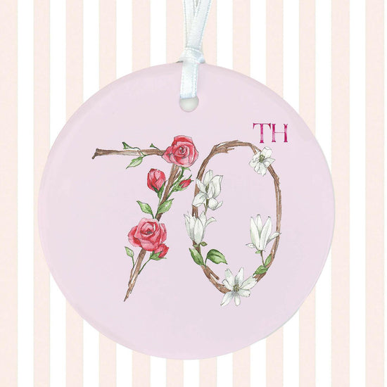 Hanging Ceramic Decoration - Thoughtful 70th Birthday Keepsake Gift - Crumble and Core