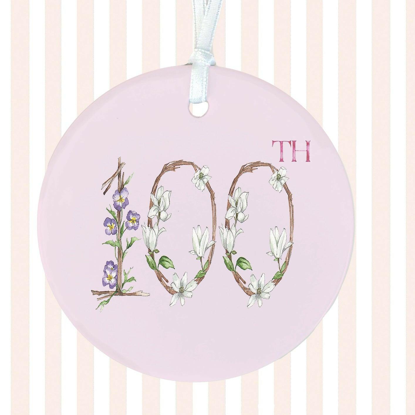 Hanging Ceramic Decoration for 100th Birthday - Unique Keepsake Gift Keepsake Decoration Gift for Her - Crumble and Core