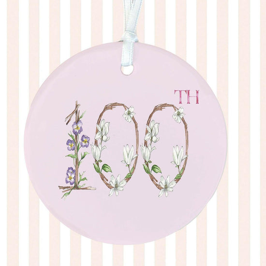 Hanging Ceramic Decoration for 100th Birthday - Unique Keepsake Gift Keepsake Decoration Gift for Her - Crumble and Core