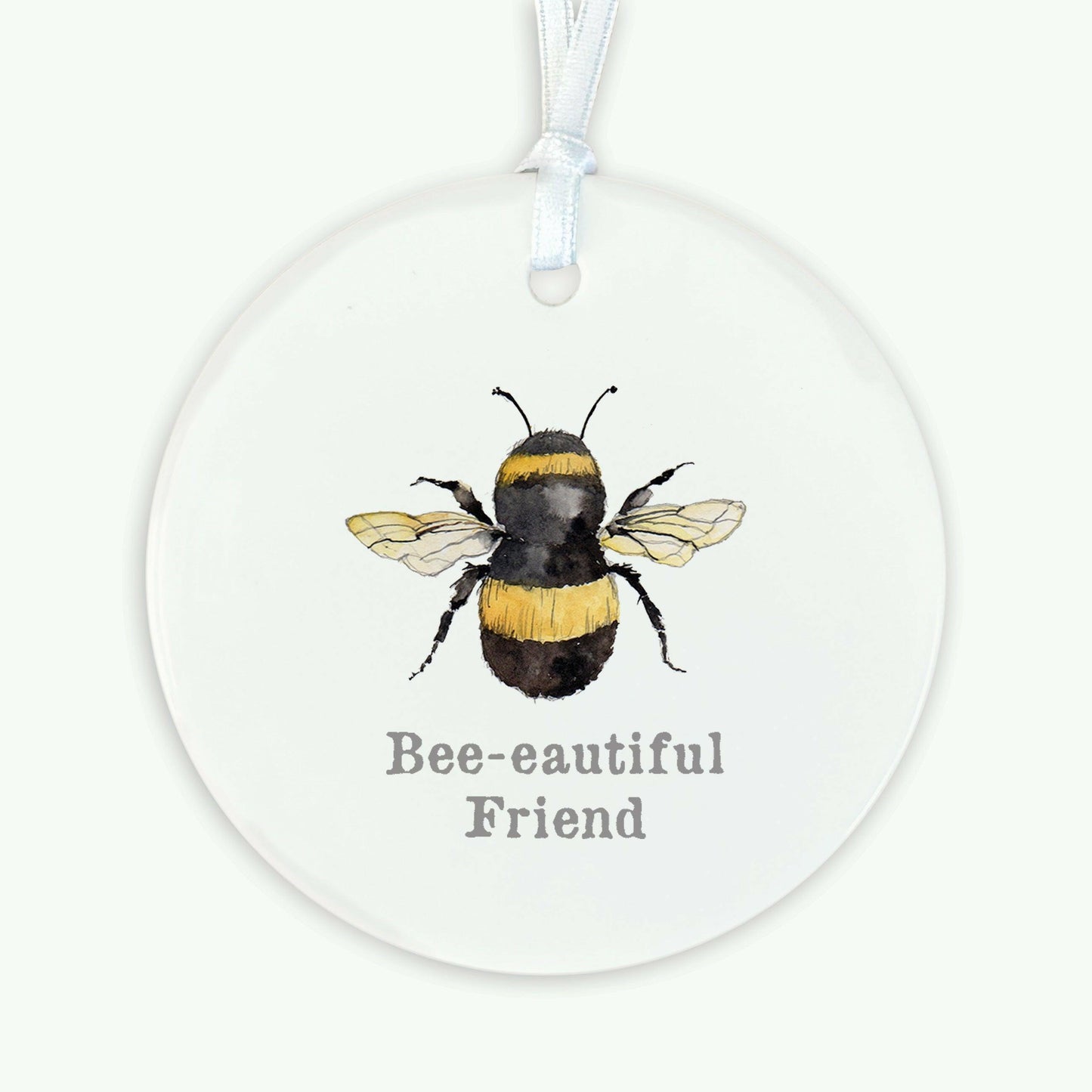 Ceramic Keepsake Hanging Decoration - A6 Greeting Card with Ceramic Keepsake - Bee-eautiful Friend - Crumble and Core