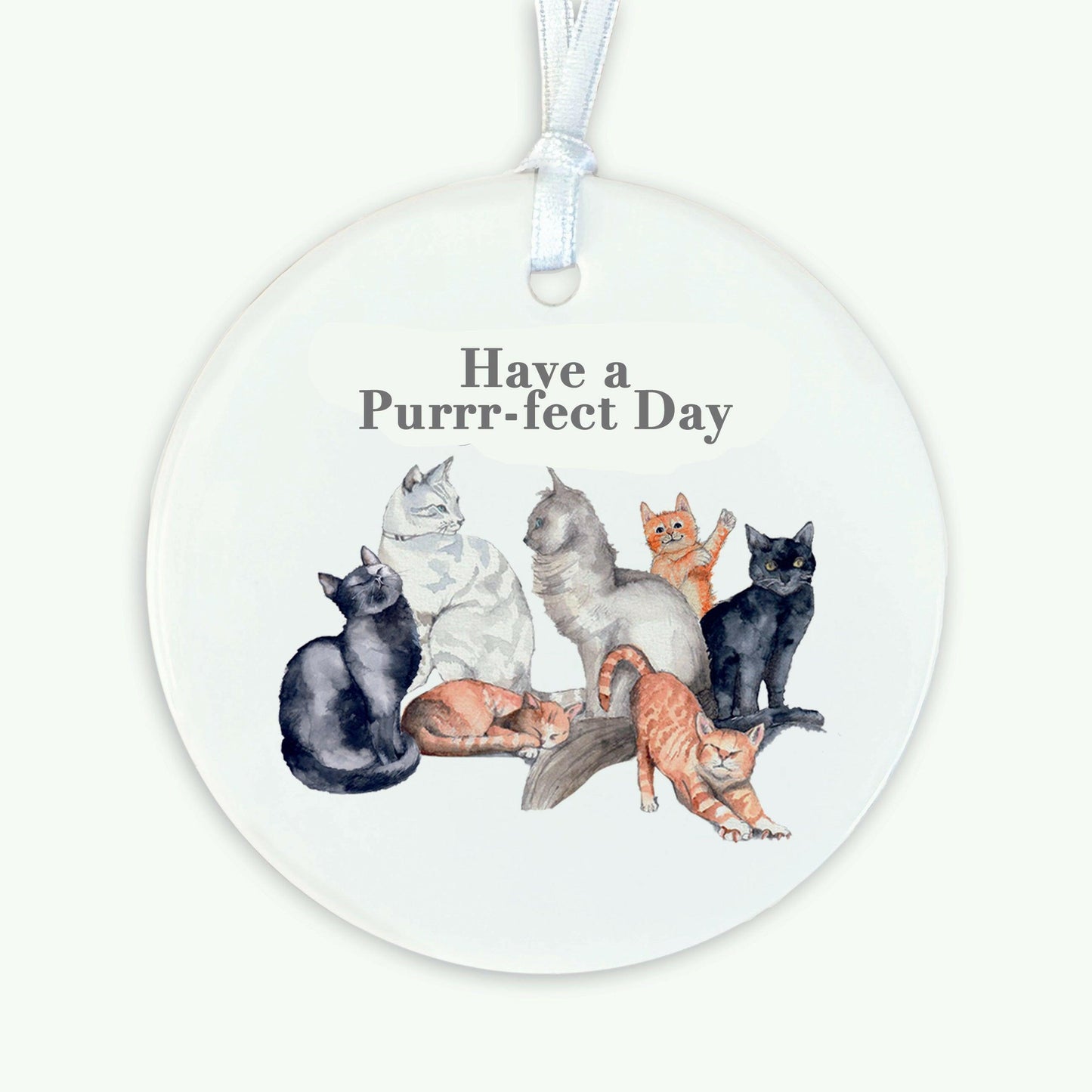 Hanging Ceramic Decoration - Whimsical Birthday Home Decor - Cat Lovers Gift - Crumble and Core